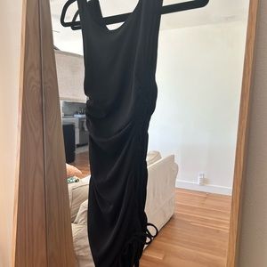 Black, ribbed, ruched, Amazon mini dress